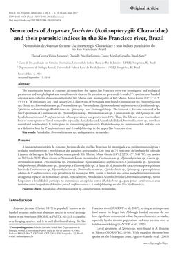 Nematodes of Astyanax Fasciatus
