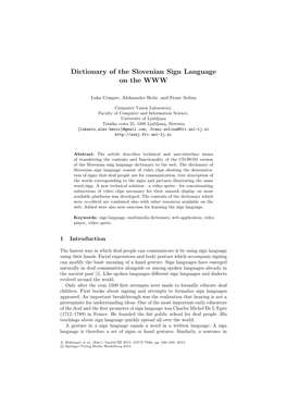 Dictionary of the Slovenian Sign Language on the WWW