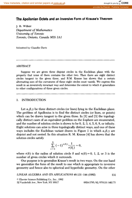 'The Apollonian Octets and an Inversive Form of Krause's Theorem