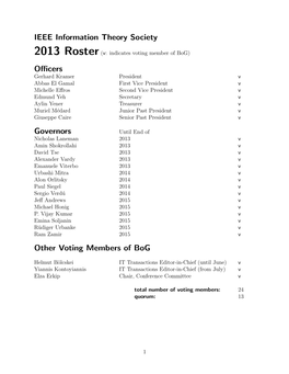 IEEE Information Theory Society Officers Governors Other Voting