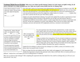 Technique/Media Process Portfolio: Make Sure to Use Subject Specific