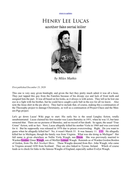 Henry Lee Lucas: Another Fake Serial Killer