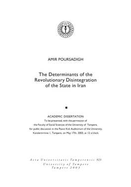 The Determinants of the Revolutionary Disintegration of the State in Iran