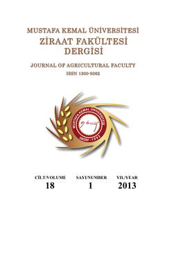 18 1 2013 Mustafa Kemal Üniversitesi Ziraat Fakültesi Dergisi Journal of Agricultural Faculty, MKU ISSN 1300-9362