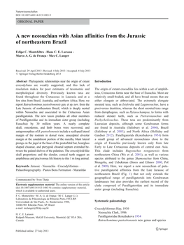 A New Neosuchian with Asian Affinities from the Jurassic of Northeastern Brazil