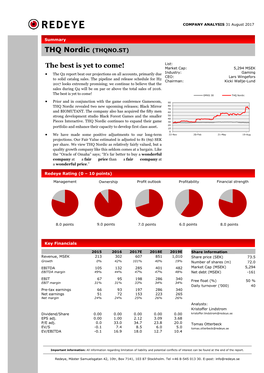 THQ Nordic (THQNO.ST)