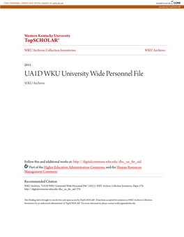 UA1D WKU University Wide Personnel File WKU Archives