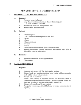 NYS 4H Horse Program Equine Show Rule Book