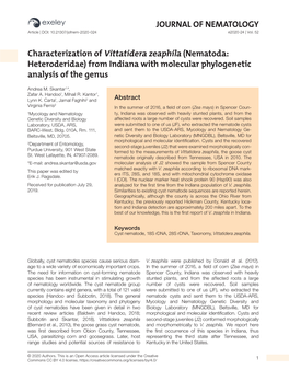 JOURNAL of NEMATOLOGY Article | DOI: 10.21307/Jofnem-2020-024 E2020-24 | Vol