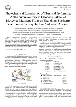 Phytochemical Examination of Plant and Preforming Anthelmintic Activity