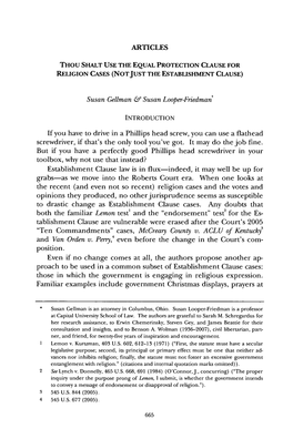 Thou Shalt Use the Equal Protection Clause for Religion Cases (Not Just the Establishment Clause)