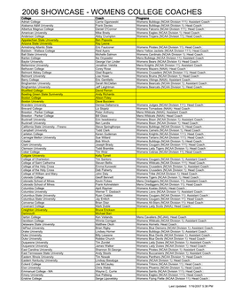Showcase 2006 College List As of 1-1-07