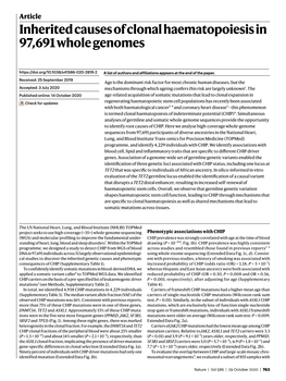 Inherited Causes of Clonal Haematopoiesis in 97,691 Whole Genomes