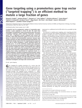 Gene Targeting Using a Promoterless Gene Trap Vector (‘‘Targeted Trapping’’) Is an Efficient Method to Mutate a Large Fraction of Genes