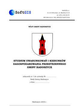 Studium Uwarunkowań I Kierunków Zagospodarowania Przestrzennego Gminy Radoszyce