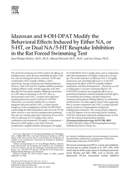 Idazoxan and 8-OH-DPAT Modify the Behavioral Effects Induced