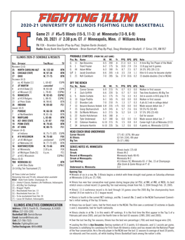 Game 21 // #5Ap/5 Illinois (15-5, 11-3) at Minnesota (13-9, 6-9) Feb