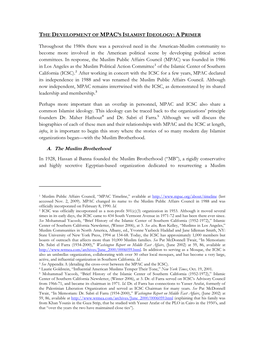 Here Was a Perceived Need in the American-Muslim Community to Become More Involved in the American Political Scene by Developing Political Action Committees