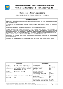 Comment-Response Document 2013-10