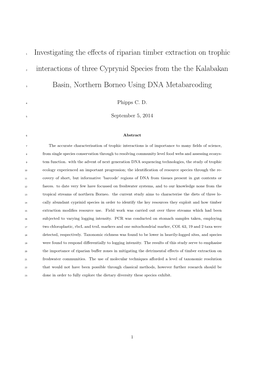 Investigating the Effects of Riparian Timber Extraction on Trophic Interactions of Three Cyprynid Species from the the Kalabakan