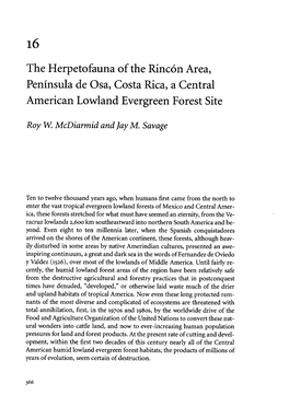 16 the Herpetofauna of the Rincon Area, Peninsula De Osa, Costa Rica