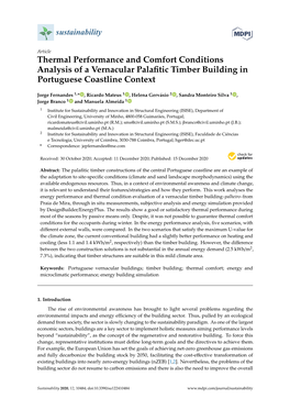 Thermal Performance and Comfort Conditions Analysis of a Vernacular Palaﬁtic Timber Building in Portuguese Coastline Context