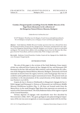 FRAGMENTA PALAEONTOLOGICA HUNGARICA Volume 32 Budapest, 2015 Pp