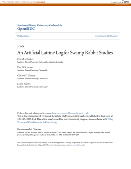 An Artificial Latrine Log for Swamp Rabbit Studies Eric M