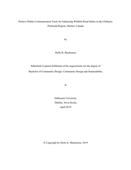 Positive Public Communication Tools for Enhancing Wildlife-Road Safety in the Chebucto Peninsula Region, Halifax, Canada