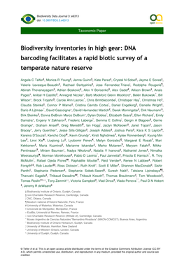 Biodiversity Inventories in High Gear: DNA Barcoding Facilitates a Rapid Biotic Survey of a Temperate Nature Reserve