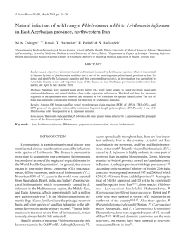 Leishmania Infantum in East Azerbaijan Province, Northwestern Iran