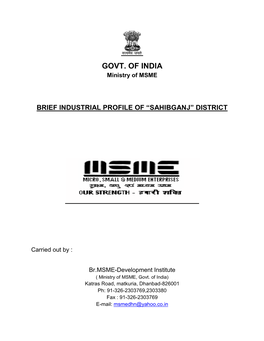 Brief Industrial Profile of “Sahibganj” District