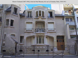 2), Hôtel De Paul Mezzara, 60, Rue La Fontaine, Paris, 1910-1911