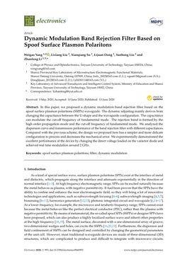 Dynamic Modulation Band Rejection Filter Based on Spoof Surface Plasmon Polaritons