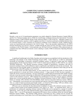 Computing Nad 83 Coordinates Using Itrf-Derived Vector Components