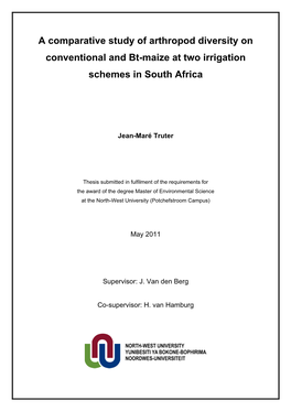 A Comparative Study of Arthropod Diversity on Conventional and Bt-Maize at Two Irrigation Schemes in South Africa