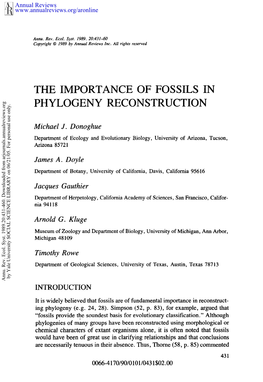 The Importance of Fossils in Phylogeny Reconstruction