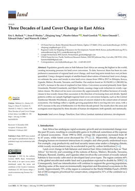 Three Decades of Land Cover Change in East Africa