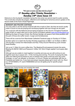 1St Sunday After Trinity Newsletter – Sunday 14Th June Issue 14