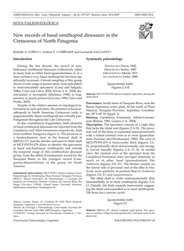 New Records of Basal Ornithopod Dinosaurs in the Cretaceous of North Patagonia