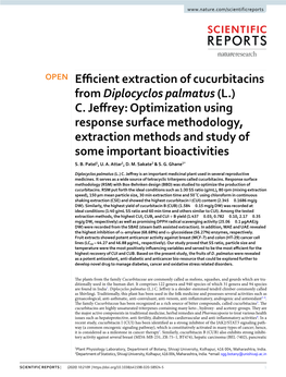 Efficient Extraction of Cucurbitacins from Diplocyclos Palmatus