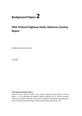 Background Paper 2: Myanmar Country Report