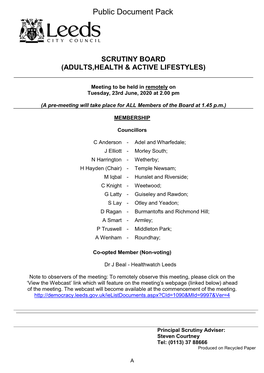 Scrutiny Board (Adults,Health & Active Lifestyles)