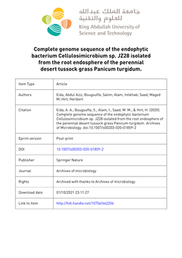 Complete Genome Sequence of the Endophytic Bacterium Cellulosimicrobium Sp. JZ28 Isolated from Root Endosphere of the Perennial