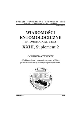 WIADOMOŚCI ENTOMOLOGICZNE XXIII, Suplement 2