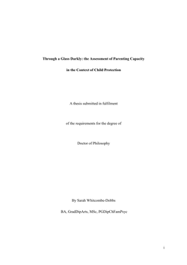 The Assessment of Parenting Capacity in the Context of Child Protection A