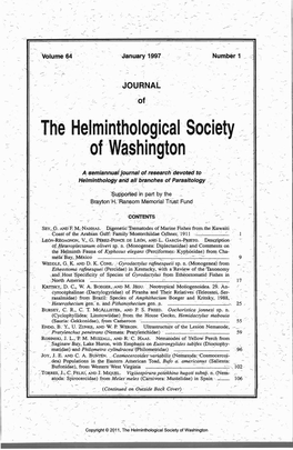 Journal of the Helminthological Society of Washington 64(1) 1997