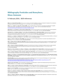 Bibliography Pesticides and Honeybees, Klaus Ammann 9