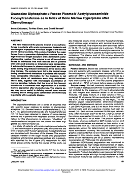 Guanosine Diphosphate-T-Fucose Plasma:N-Acetylglucosaminide Fucosyltransferase As in Index of Bone Marrow Hyperplasia After Chemotherapy1