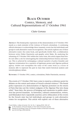 Comics, Memory, and Cultural Representations of 17 October 1961